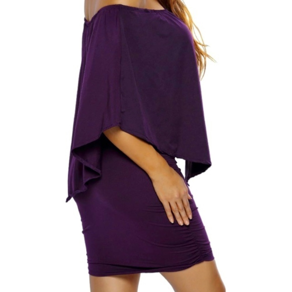 Women Off Shoulder Ruffles Bodycon Mini Dress,‎ size L EUC - Picture 2 of 10